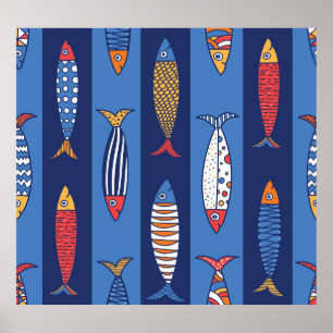 Poster Playtime aquatique : Imaginaire de poisson pour en