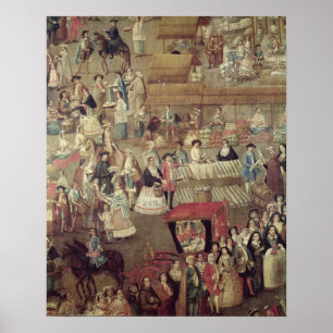 Poster Plaza Mayor à Mexico, détail du marché