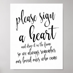 Poster Please Sign A Heart Rustic Wedding 8x10 Sign