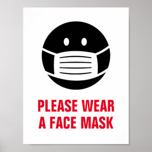 Poster Please wear a face mask mandatory required sign