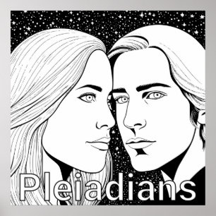 Poster Pleiadiens Grand Extraterrestres Femme et Homme