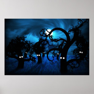 Poster Pleine lune dans la forêt de Midnight
