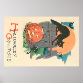 Poster Pleine lune de chat noir Jack O' Lantern