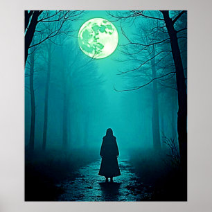 Poster Pleine lune éffrayante Conception nocturne