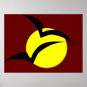 Poster Pleine lune et chauves-souris
