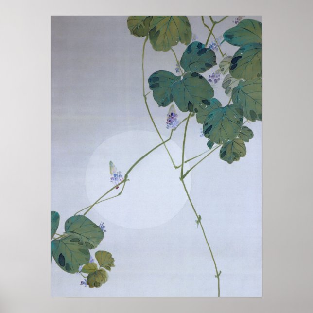 Poster Pleine lune et fleur Kudzu, Watanabe Seitei (Devant)