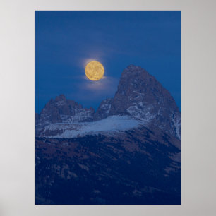 Poster Pleine Lune Levante Grand Teton Driggs, Idaho