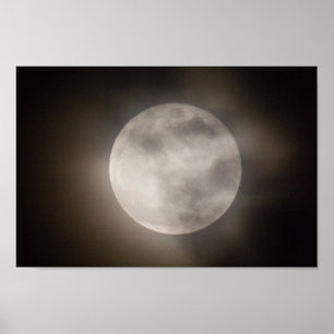 Poster Pleine lune partiellement nuageuse, Ohio