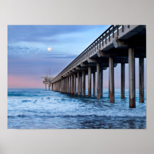 Poster Pleine lune sur la jetée, Californie
