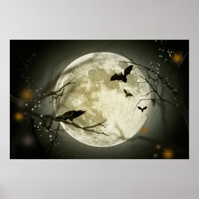 Poster Pleine lune sur l'affiche Halloween (Devant)
