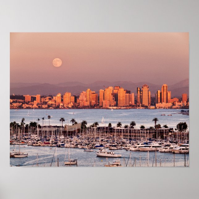 Poster Pleine lune sur San Diego (Devant)