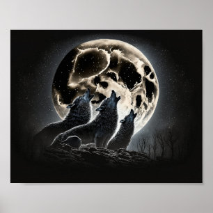 Poster Pleine lune Wolves Howling