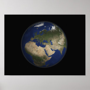 Poster Pleine vue de la terre de l'Afrique, de l'Europe,