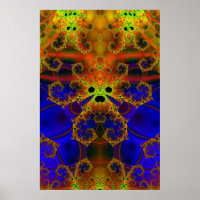 Pleurer | Art fractal bleu et jaune