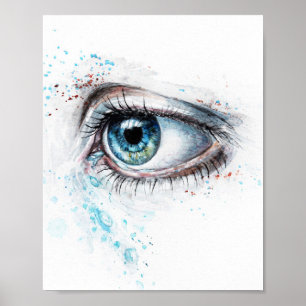 Poster Pleurer l'oeil bleu (tristesse, sympathie et dépre