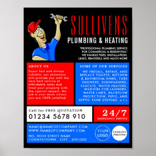 Poster Plomberie de dessin, plombier, Plomberie Publicité