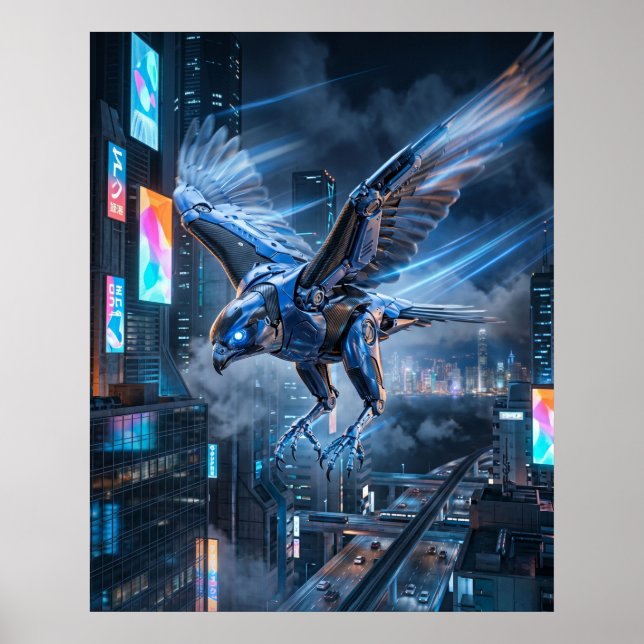 Poster Plongée Faucon Cobalt (Devant)