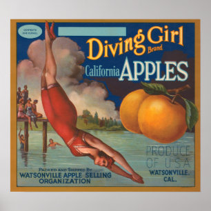 Poster Plongée Fille Californie Pommes