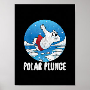 Poster Plongée polaire Ice Jump Ours polaire Nage hiverna