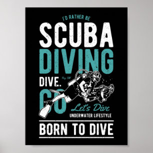 Poster Plongée Sous-Marine Née Pour Plonger Sports
