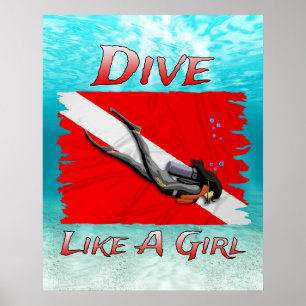 Poster Plonger comme une fille SCUBA