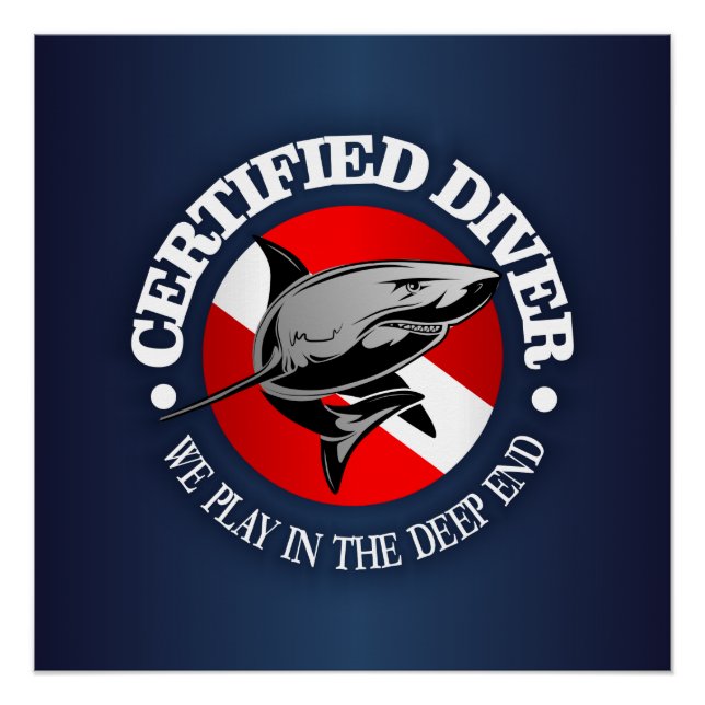 Poster Plongeur certifié (Requin) (Devant)