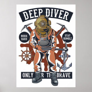 Poster Plongeur profond vintage