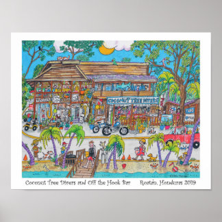 Poster Plongeurs de cocotiers et hors du Hook Bar, Roatan