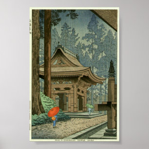 Poster Pluie au temple Enryakuji Shin Hanga Print