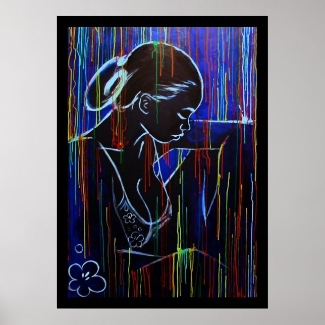 Poster Pluie créole bleue (Devant)