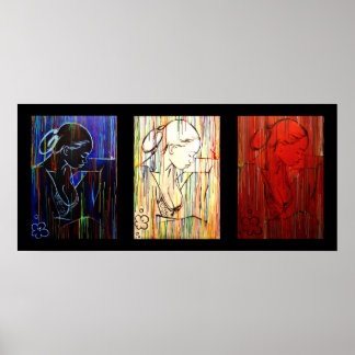 Poster Pluie créole - drapeau tricolore