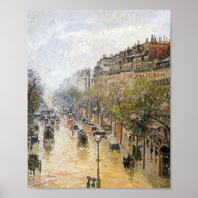 Poster Pluie de printemps à Montmartre par Camille Pissar (Devant)
