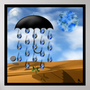 Poster Pluie du désert surréaliste