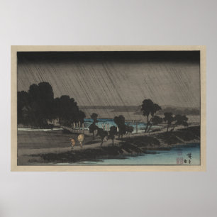 Poster Pluie du soir au sanctuaire Azuma