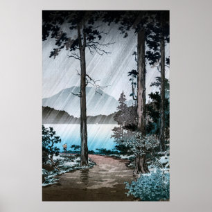 Poster Pluie matinale au lac Hakone par Tsuchiya Koitsu
