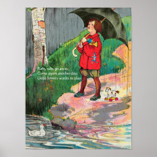 Poster Pluie, Pluie, Pars - Mère Goose Nurserme Rhyme P