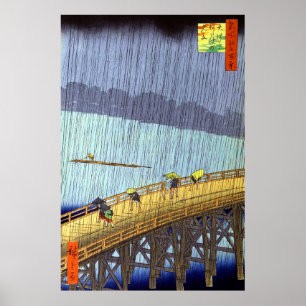 Poster Pluie soudaine sur Shin-Ohashi Utagawa Hiroshige 