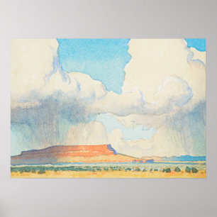 Poster Pluie sur la Mesa, 1945 par Maynard Dixon