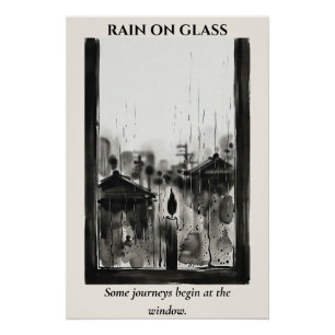 Poster Pluie sur Verre — Lavis d'Encre Sumi-e