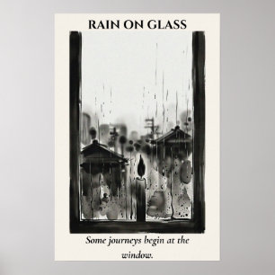 Poster Pluie sur Verre — Lavis d'Encre Sumi-e