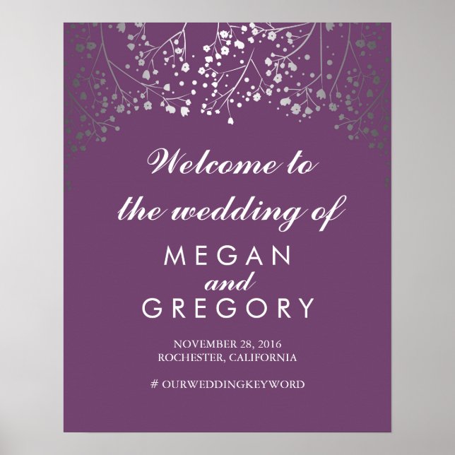 Poster Plum d'Affiche de bienvenue Mariage de la respirat (Devant)