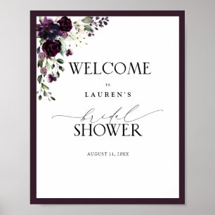 Poster Plum Purple Aquarelle Floral Douche Bienvenue