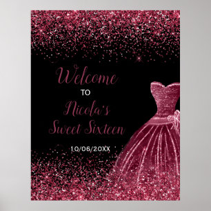 Poster Plum Purple Robe Faux Parties scintillant Sweet 16
