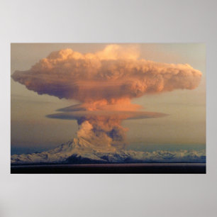 Poster Plume de champignon atomique d'éruption de redoute