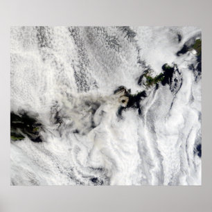 Poster Plume du volcan Okmok, îles Aléoutiennes