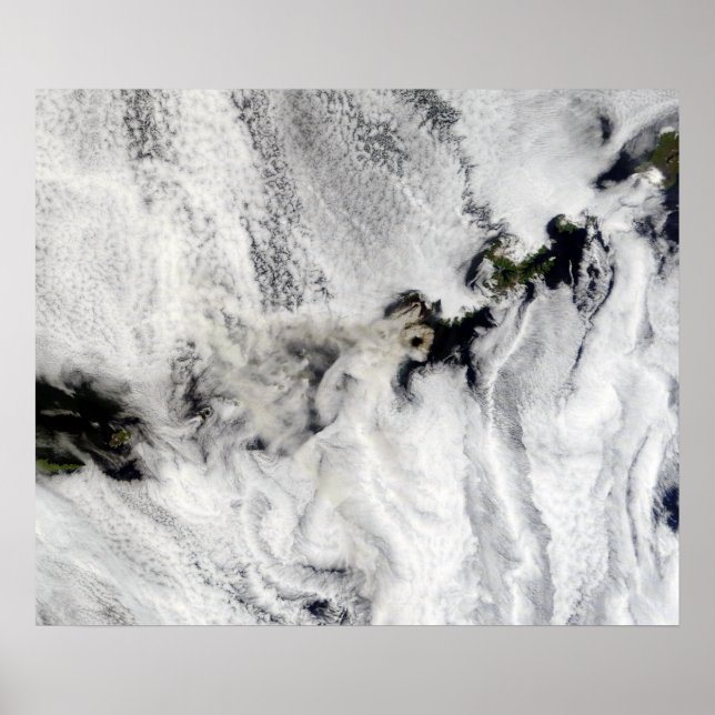 Poster Plume du volcan Okmok, îles Aléoutiennes (Devant)