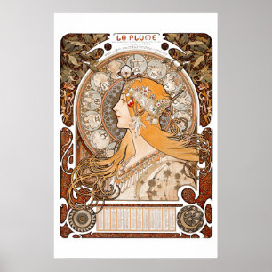 Poster Plume Zodiac Woman par Alphonse Mucha - Art Nouvea