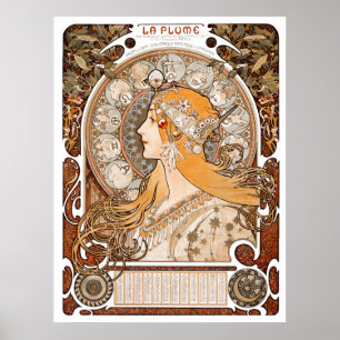 Poster Plume Zodiac Woman par Alphonse Mucha - Art Nouvea