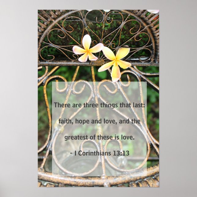 Poster Plumeria rustique Frangipani Bible Love Citation P (Devant)
