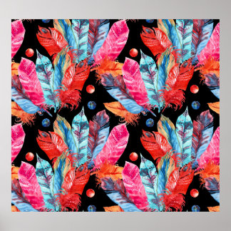 Poster Plumes colorées, saumons, fluides, vibrantes.